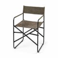 Homeroots Brown Leather with Black Iron Frame Dining Chair 380451